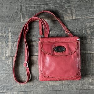 Fossil Red Leather Crossbody Bag Purse